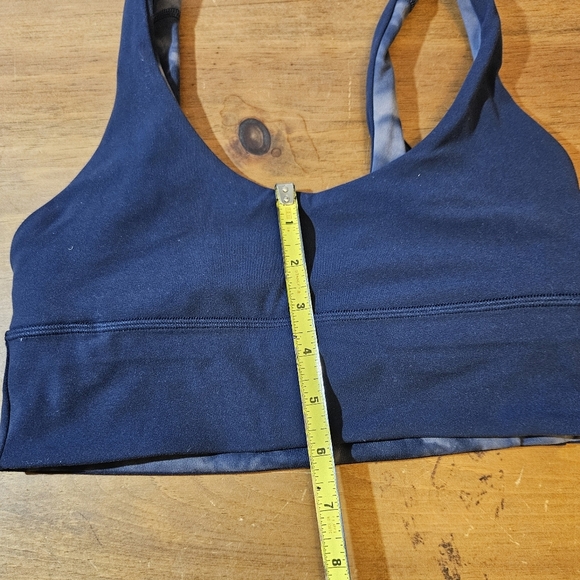 Lululemon Soulcycle Navy Blue Diamond Dye Reversible Align Bra Crop Tank Sz 6 - Picture 8 of 9